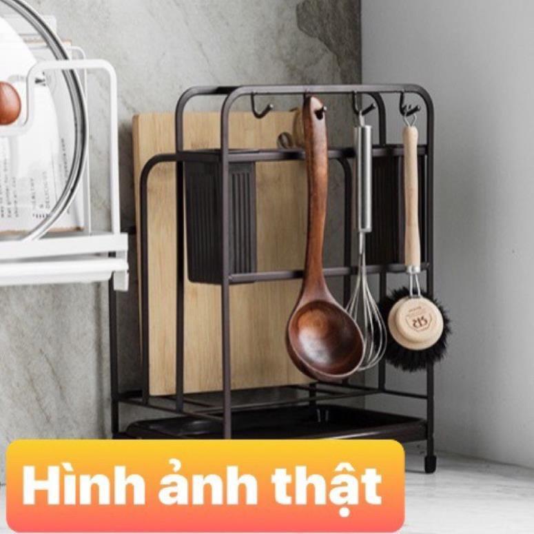 Kệ cắm dao thớt,kệ để dao thớt đũa thìa thép sơn tĩnh điện màu đen hàng nhập khẩu cao cấp