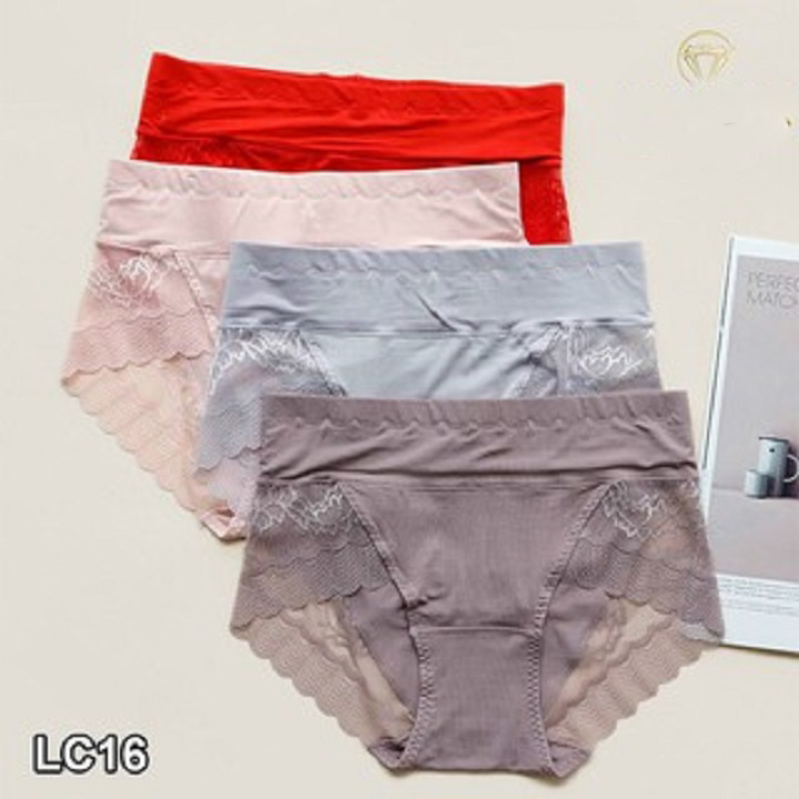 COMBO 5 QUẦN LÓT GEN BỤNG CẠP CAO CHẤT COTTON PHA REN LC16