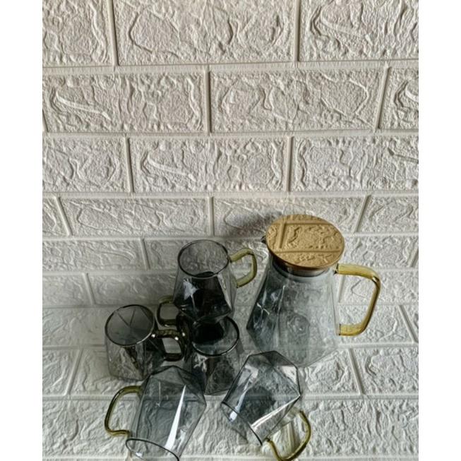 BỘ BÌNH + 6 CỐC THUỶ TINH PHA LÊ NHŨ ÁNH VÀNG