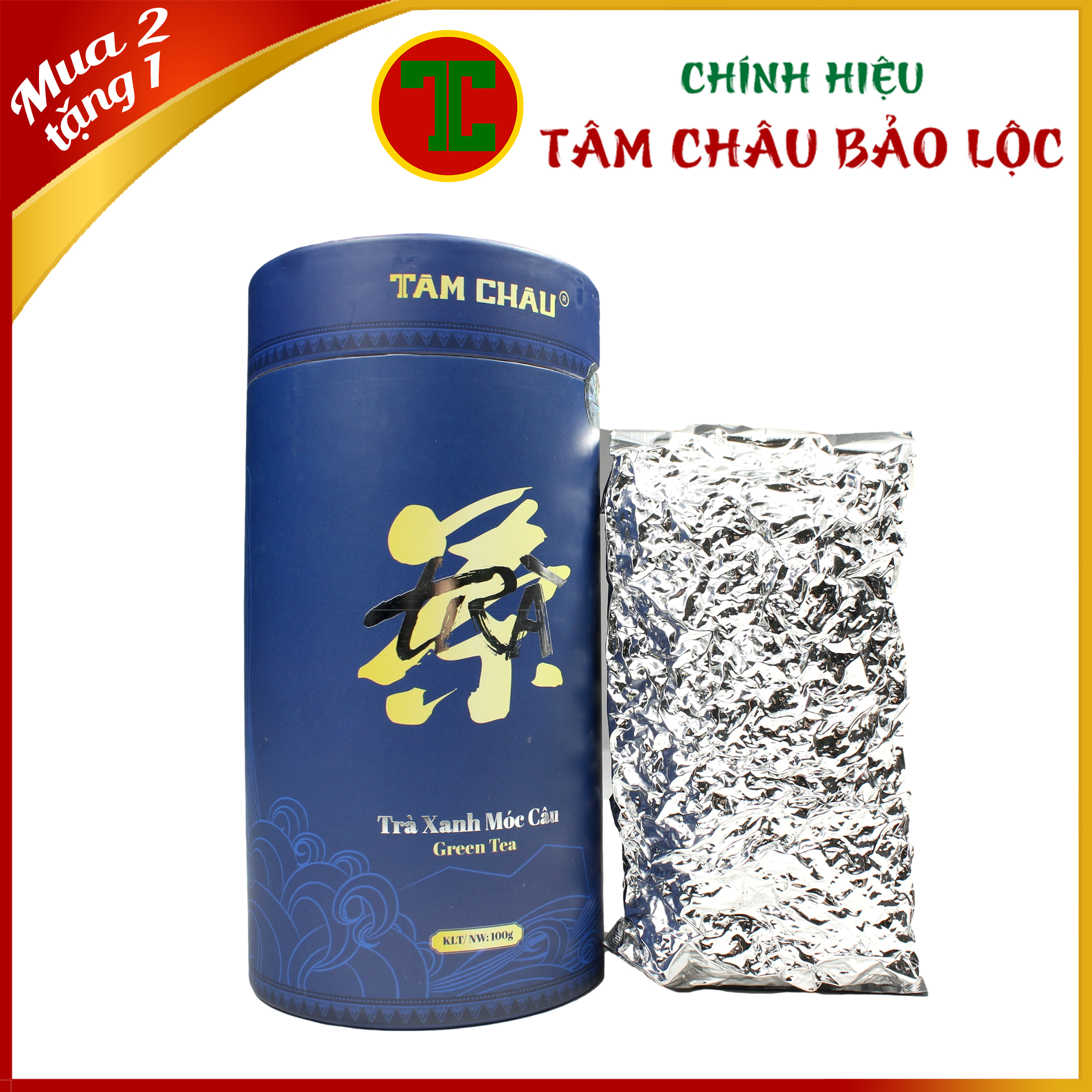 Trà Xanh Móc Câu Lon Giấy Cao Cấp 100G - Chính hiệu TÂM CHÂU BẢO LỘC