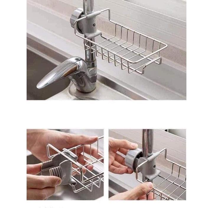 Khay Inox Gắn Vòi Rữa Chén, Lavabo, Kệ Giá Treo Để Đồ, Dụng Cụ Đa Năng Tiện Dụng
