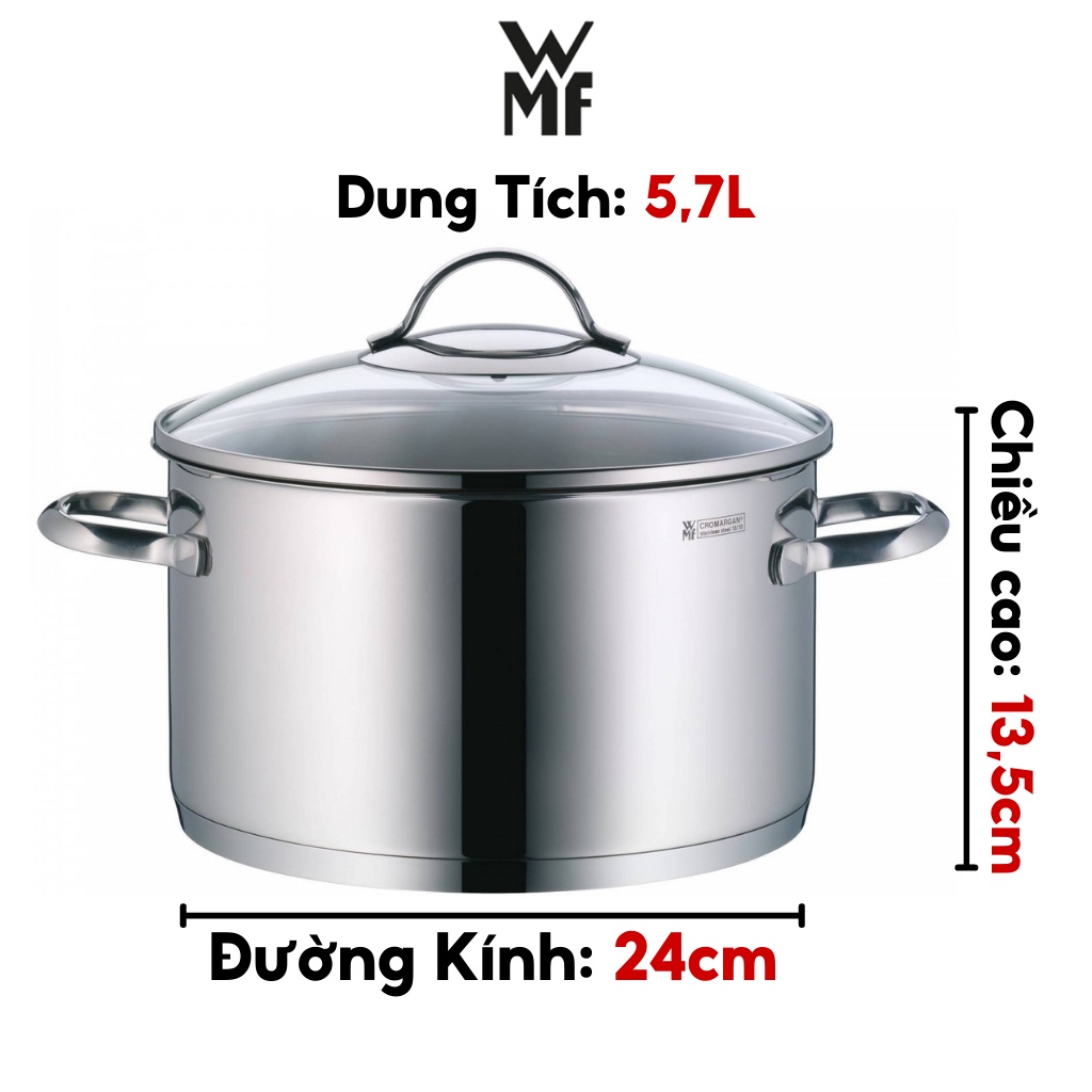 Hình ảnh Nồi Canh Thép Không Gỉ WMF Provence Plus 24cm 5,7L Đáy 3 Lớp Nguyên Khối Dùng Cho Mọi Loại Bếp - 0722246380