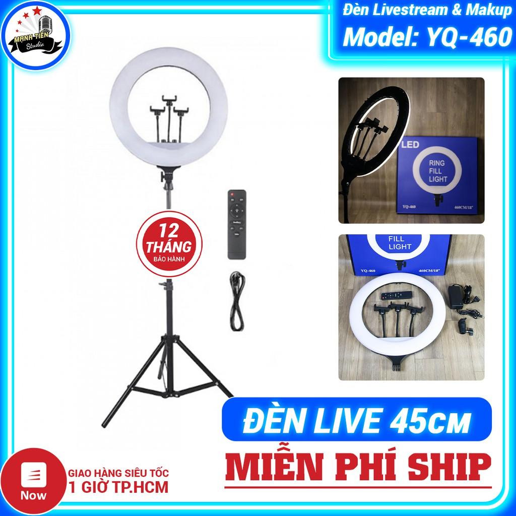 Đèn livestream 45cm YQ 460 3 kẹp điện thoại, chân cao 2.1m, 3 chế độ sáng, có remote– cảm ứng Makeup, Quay Phim Chụp Ảnh