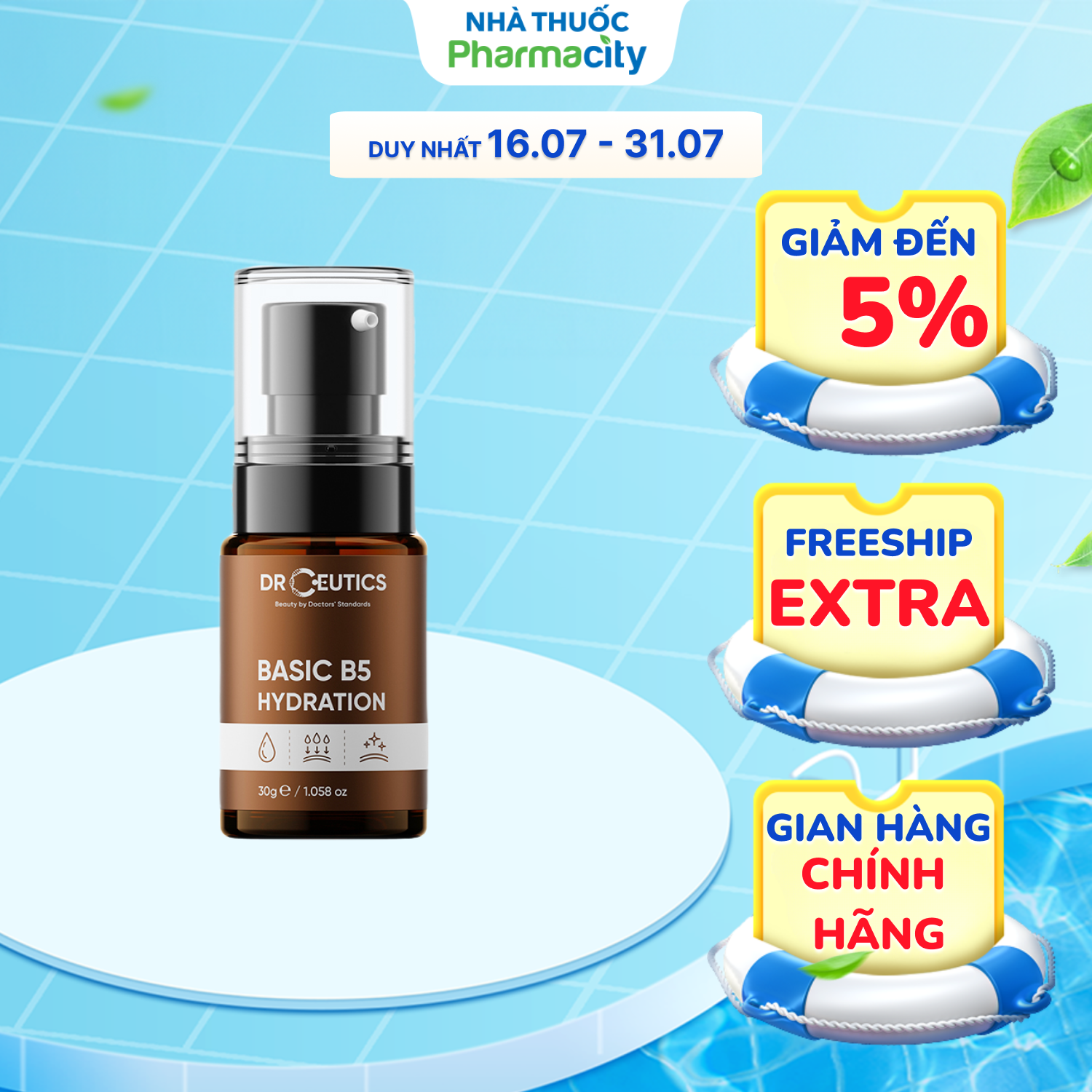 DrCeutics Tinh Chất Cấp Ẩm &amp; Làm Dịu Da Basic B5 Hydration (30g/Chai)