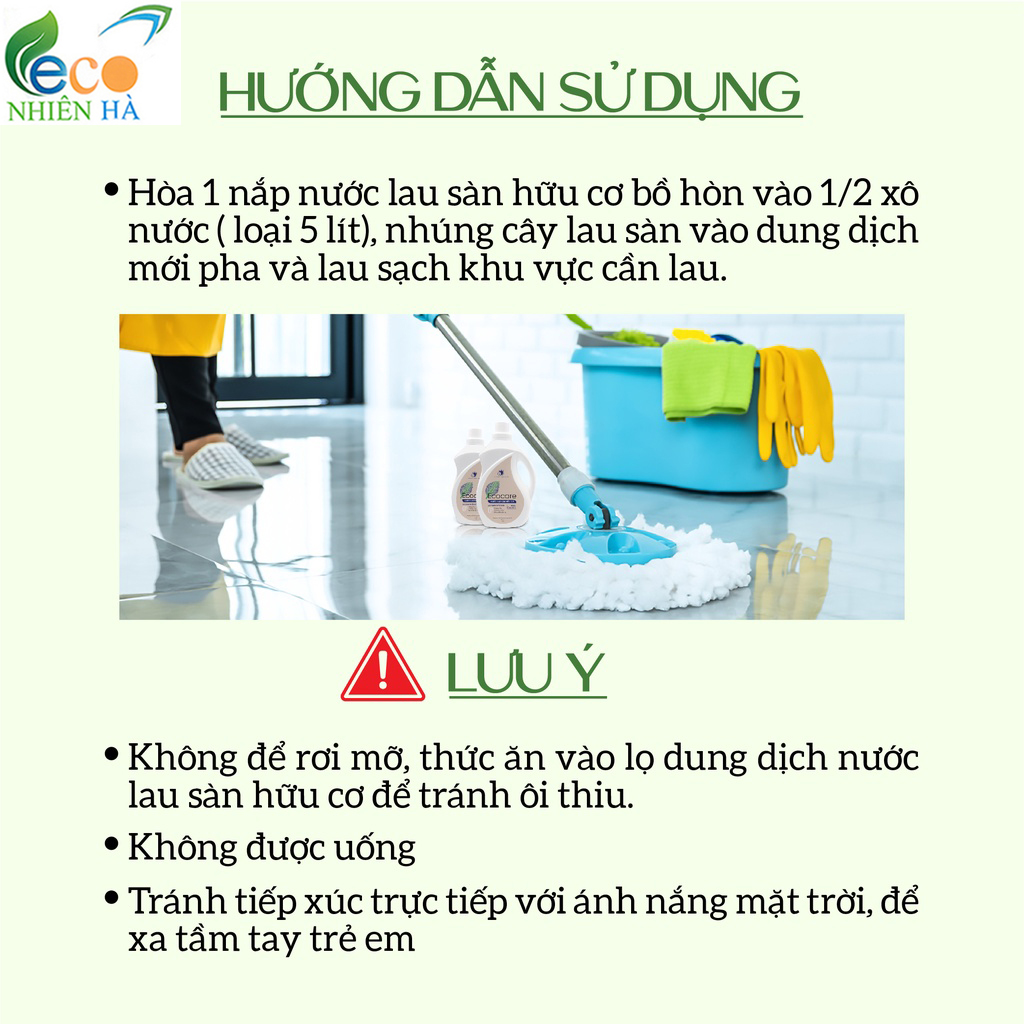 Nước lau sàn ECOCARE 4L tinh dầu thiên nhiên, nước lau nhà đuổi muỗi, chống trượt cho bé