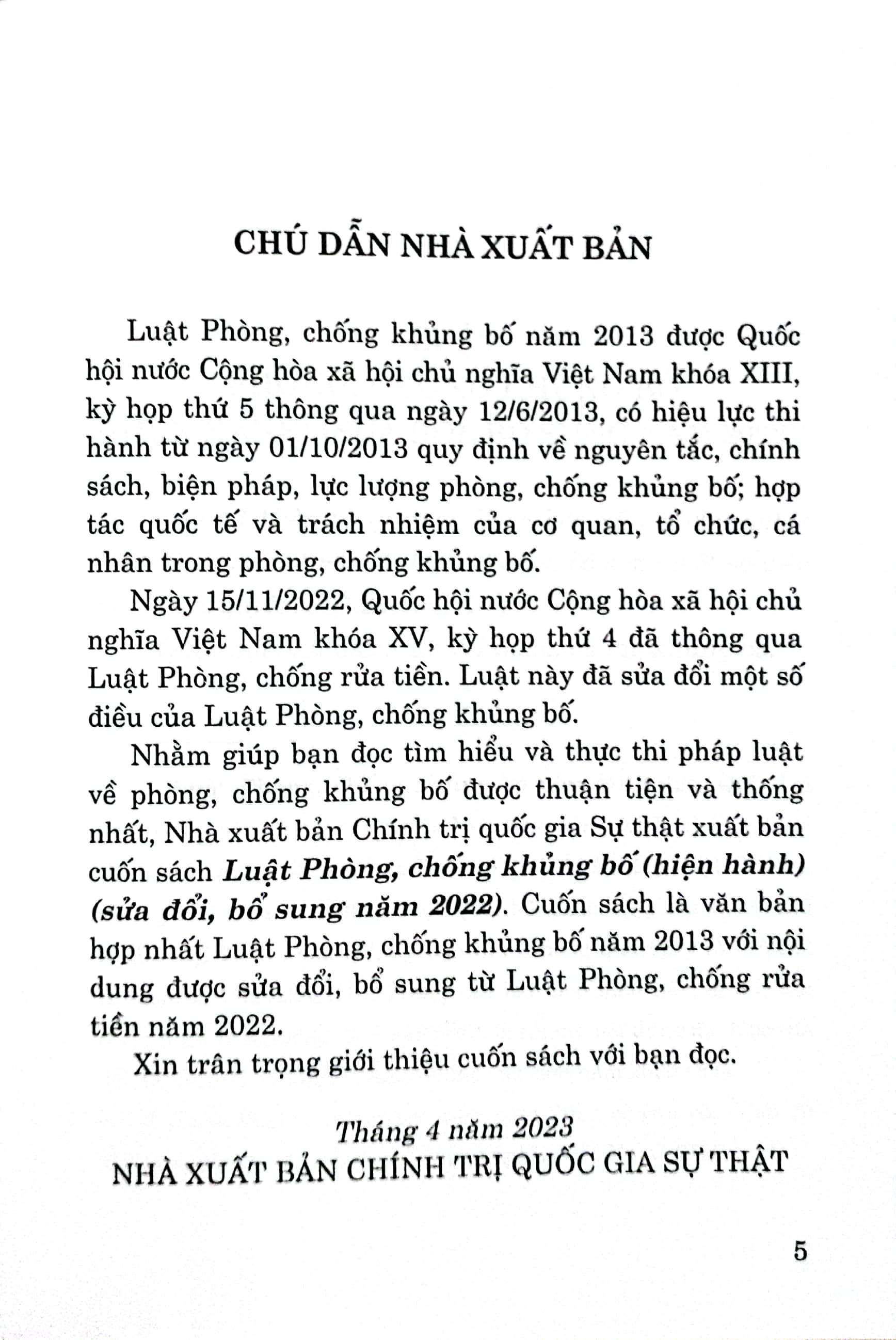 Luật Phòng, chống khủng bố (Hiện hành) (Sửa đổi, bổ sung năm 2022)