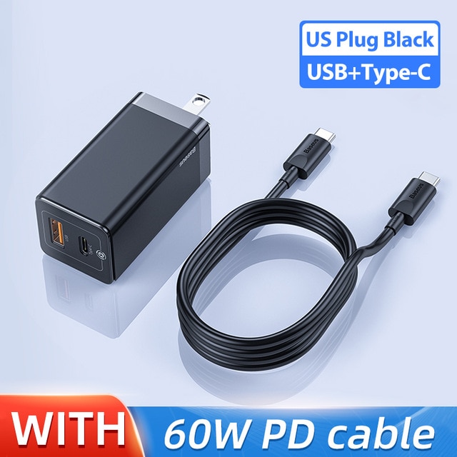 Adapter củ cóc sạc nhanh 45W đa năng USB & PD type c hiệu Baseus GaN Mini Quick Charger chuẩn sạc nhanh PD 3.0 & QC 4.0 tặng dây sạc nhanh Type-C 3A, công nghệ GAN thế hệ 2, chip BPS 2.0 - Hàng nhập khẩu