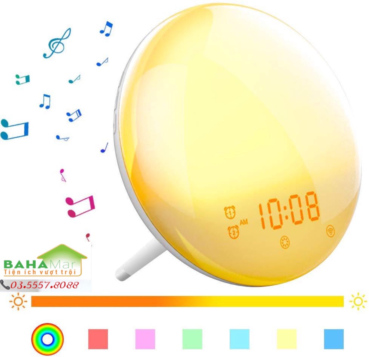 ĐÈN LED MẶT TRỜI BÁO THỨC NGHE NHẠC GHI ÂM ĐỔI MÀU BAHAMAR đa năng rất tiện ích cho cuộc sống
