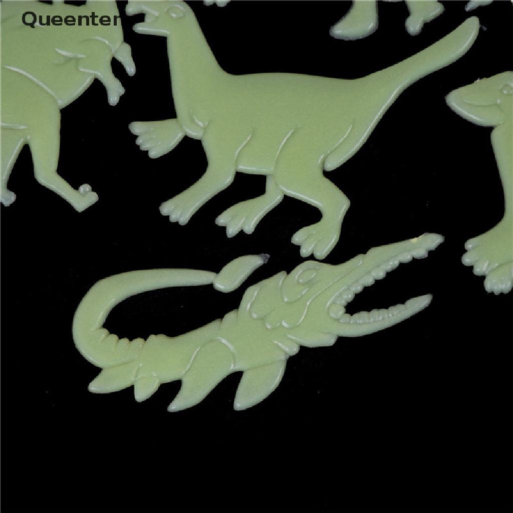 Queenten 9Pcs/set Glow in the Dark Luminous Dinosaurs Stickers Kids Room Wall Art Decoration QT