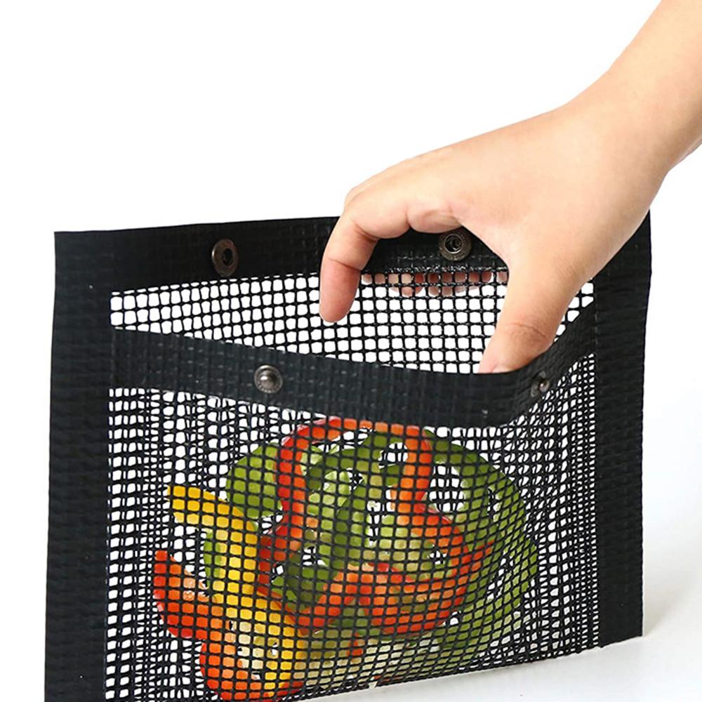 Set 2 Túi Lưới Nướng Bbq Không Dính Có Thể Tái Sử Dụng Kèm 2 Cọ Quét Bbq Tiện Dụng Phù Hợp Cắm Trại Dã Ngoại