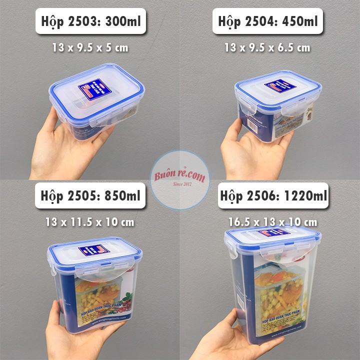Bộ 4 hộp nhựa đựng thực phẩm Four Lock SONG LONG PLASTIC có khóa cài (MS: 2503, 2504, 2505, 2506) – Buôn Rẻ