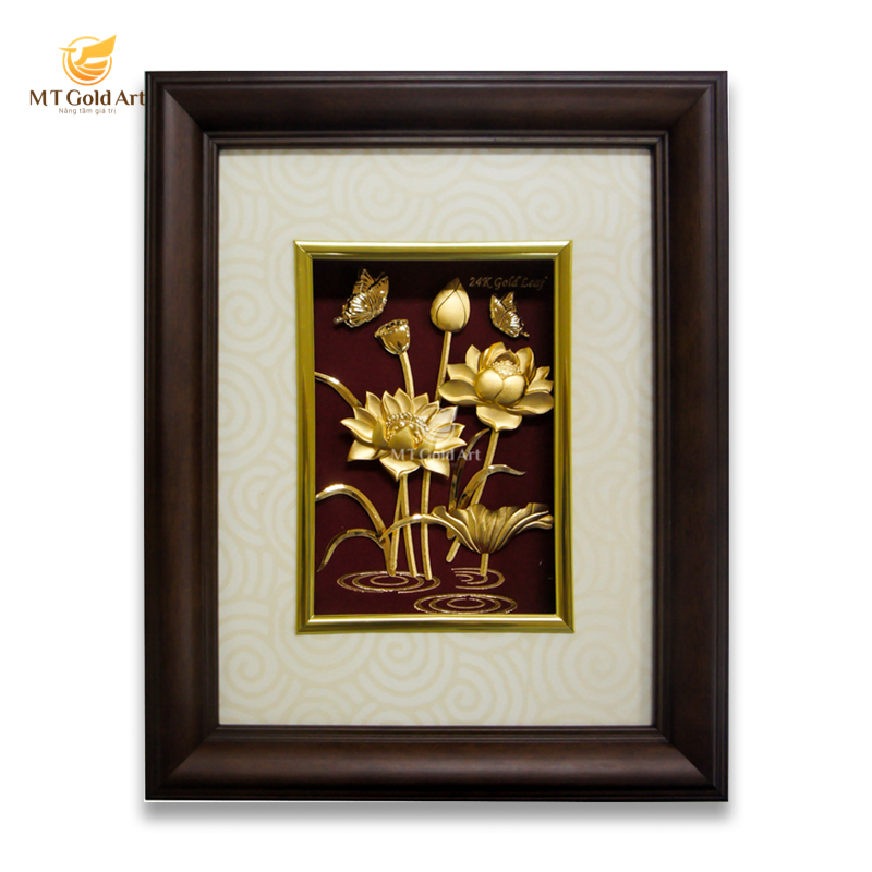 Tranh hoa sen dát vàng MT Gold Art- Hàng chính hãng, trang trí nhà cửa, phòng làm việc, quà tặng sếp, đối tác, khách hàng, tân gia, khai trương