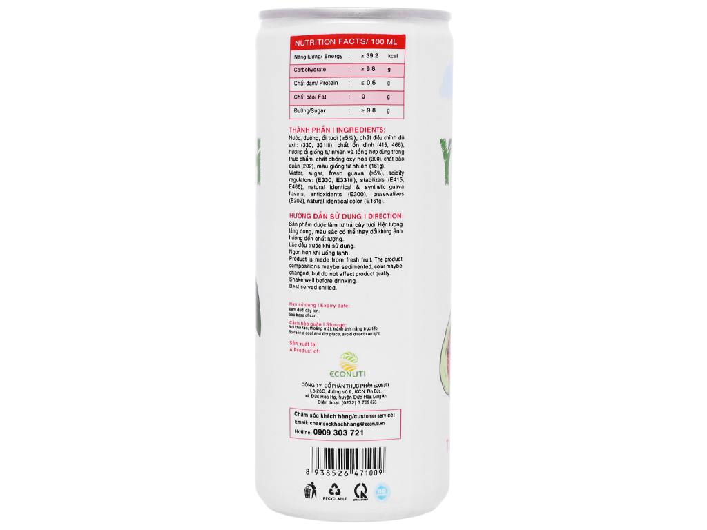 Nước ép Ổi đào từ trái cây tươi YOOH Lốc 6 lon Bổ sung Vitamin & khoáng chất cần thiết cho cơ thể