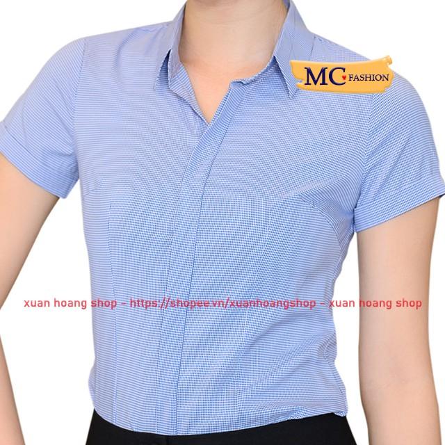 Áo Sơ Mi Nữ Công Sở Đẹp Mc Fashion, Tay Ngắn Cộc, Họa Tiết Kẻ Sọc Caro, Màu Xanh, Hồng, Trắng, Vàng, Nâu, Đủ Size A681