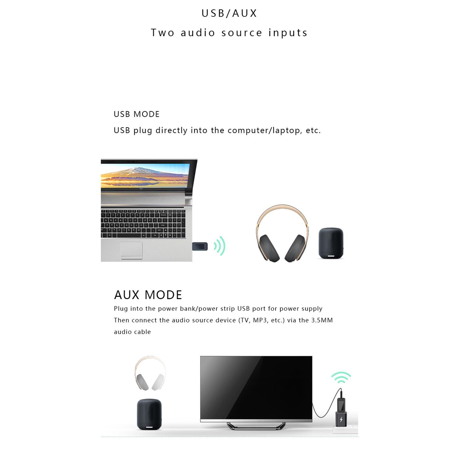 ATS2831 Bluetooth Adapter 5.0 AUX Dual-output 3.5mm Audio Plug And Play