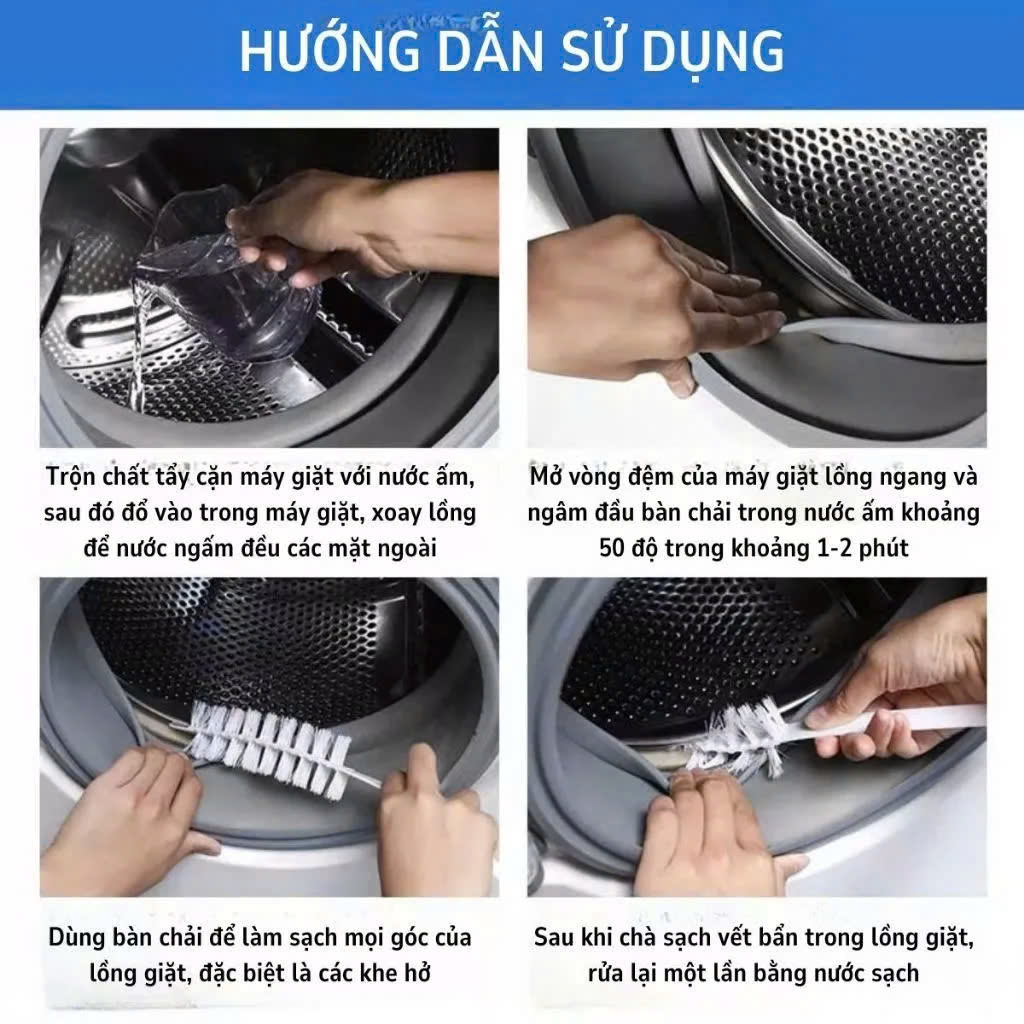 Bàn Chải Vệ Sinh Máy Giặt Tay Cầm Dài Bằng Nhựa Có Thể Gập Lại Đa Năng (Trắng)