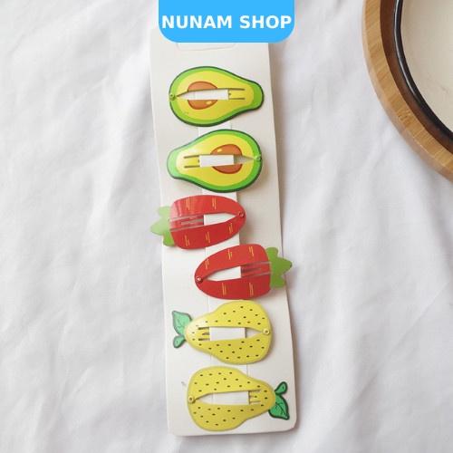 Set 6 kẹp tóc bấm trái cây xinh cute Hàn quốc cho mẹ và bé Nunam shop
