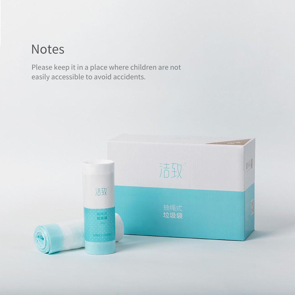 Set 20 Túi/Cuộn Đựng Rác Xiaomi Jiezhi Bằng Nhựa Dày Thiết Kế Có Dây Rút Sử Dụng Tiện Lợi Trong Nhà