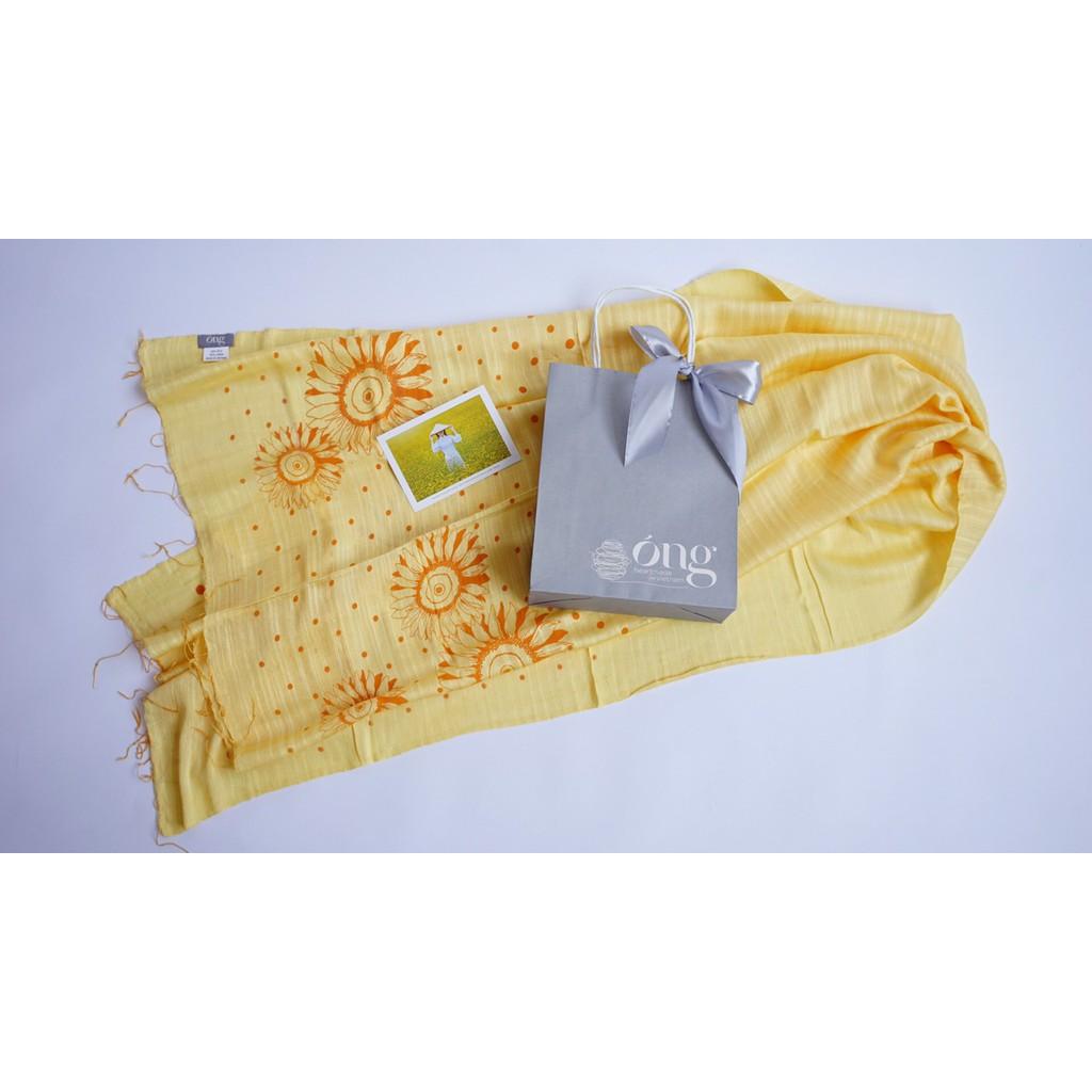 Khăn lụa, Khăn tơ tằm dệt tại Việt Nam, nhuộm màu An toàn, thương hiệu Óng silk, Mã K33I