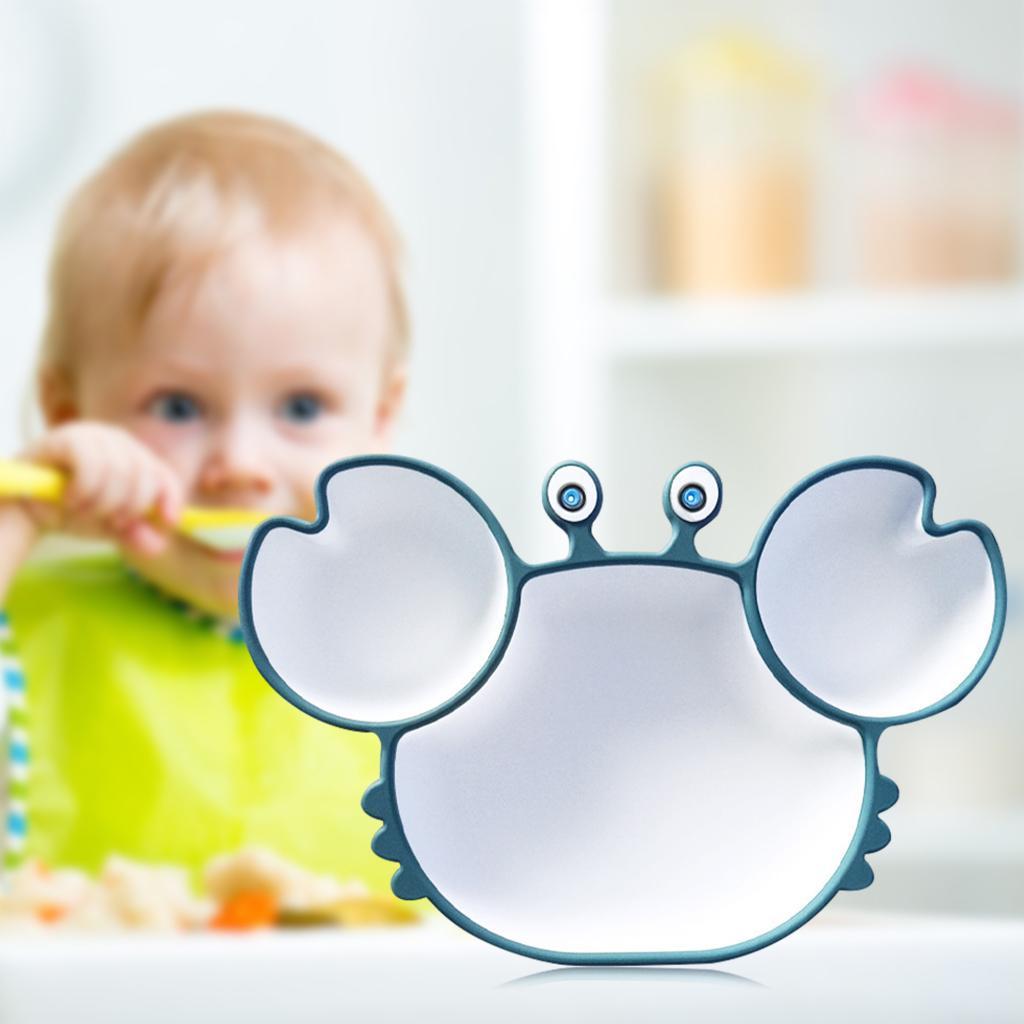 Cartoon Divided Grids Dish Shape Food Tray with Suction for