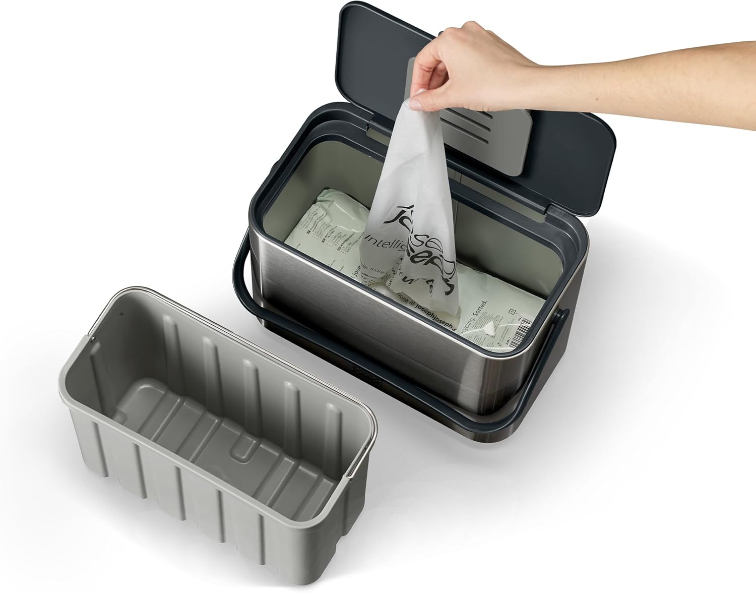 Thùng đựng rác hữu cơ Joseph Joseph 30145 Collect 4L Stainless-steel Food Waste Caddy Hàng chính hãng