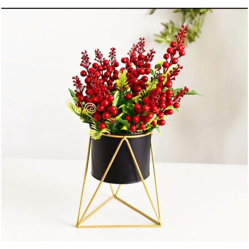 Hoa giả - Cụm quả cherry 7 nhánh trang trí nhà cửa