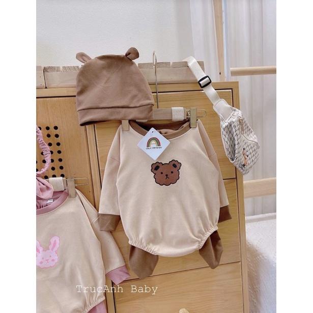 Set Body suit kèm mũ cho bé iu - BODY GẤU THỎ-Set 2,Size 5: 11-12kg