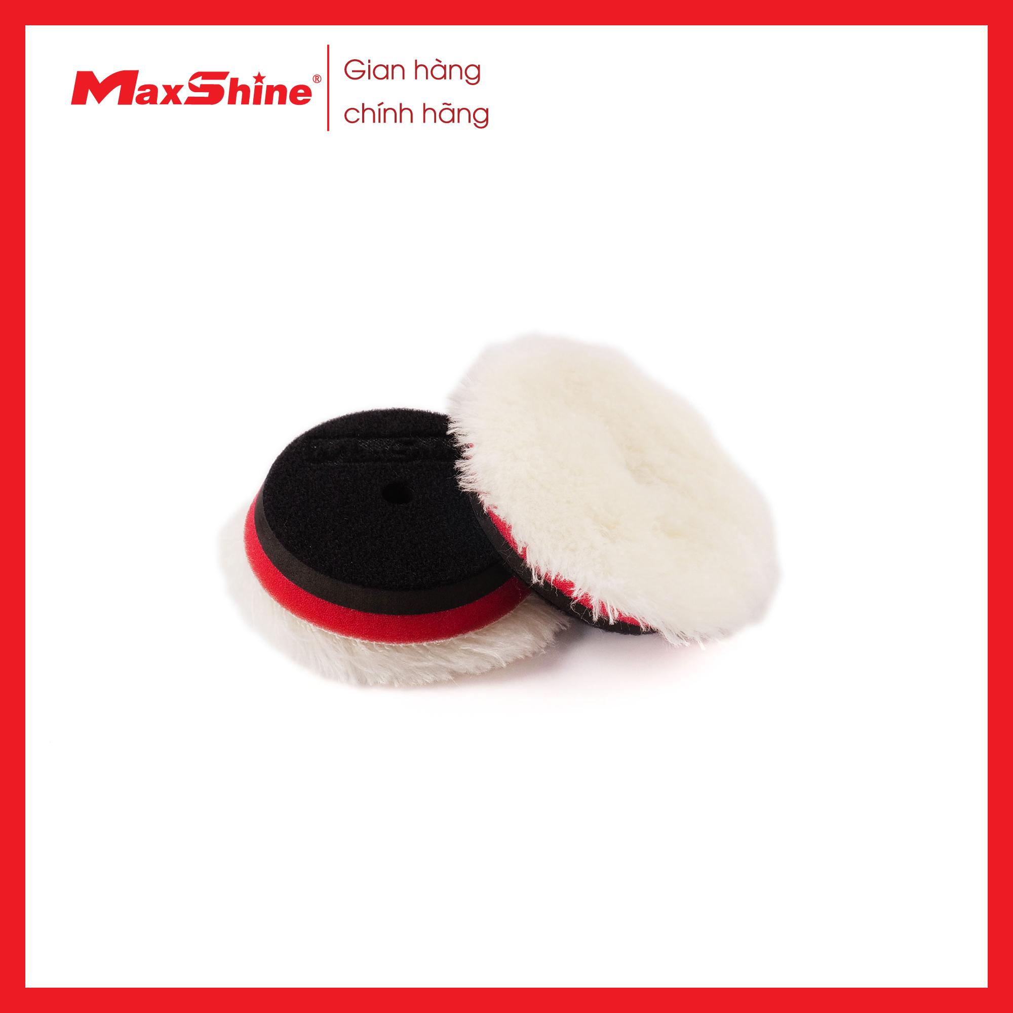 Phớt lông cừu xoắn 3 inch/5inch/6inch phá xước Wool Cutting Pad Maxshine mặt trước được dệt chắc chắn từ 100% sợi lông cừu xoắn, vô cùng mềm mượt