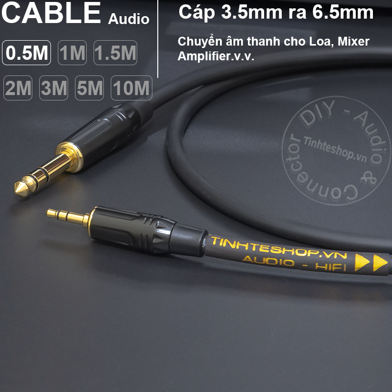 Cáp 3.5 ra 6.5 balanced DIY 0.5 đến 10 mét - 1/8 to 1/4 TRS cable