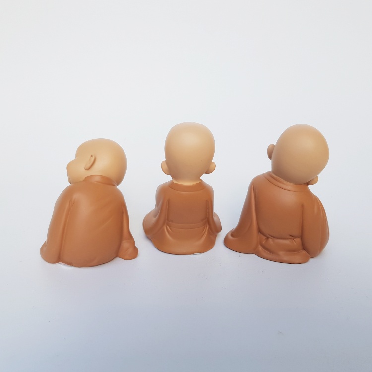 Bộ 3 tượng trang trí chú tiểu ngồi an lạc