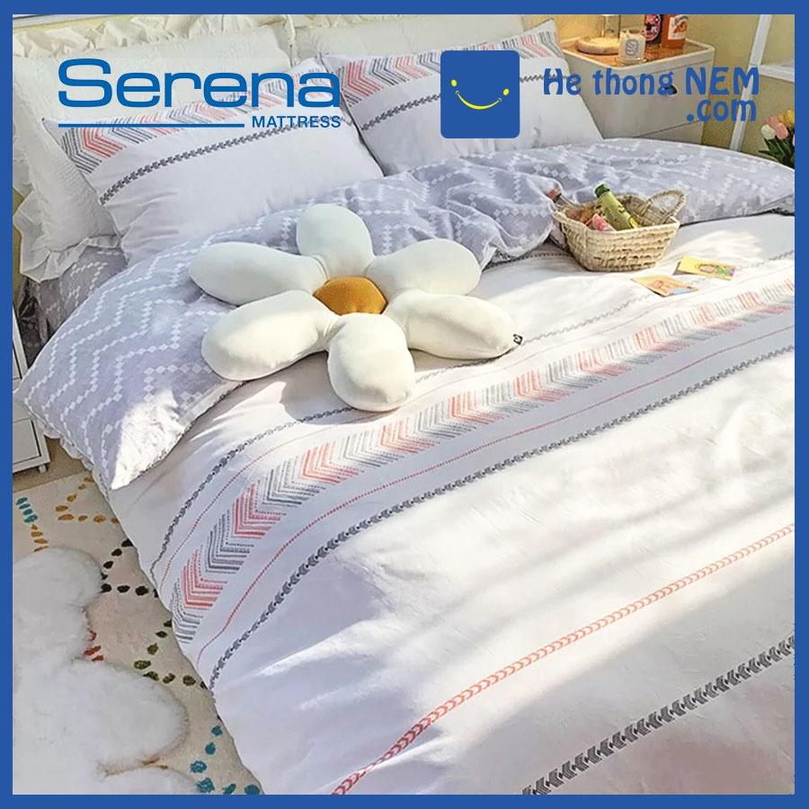 Bộ Chăn Ga Gối 5 Món Cotton lụa SERENA Cao Cấp Drap Giường Chăn Ga Gối Nệm - Hệ Thống Nệm