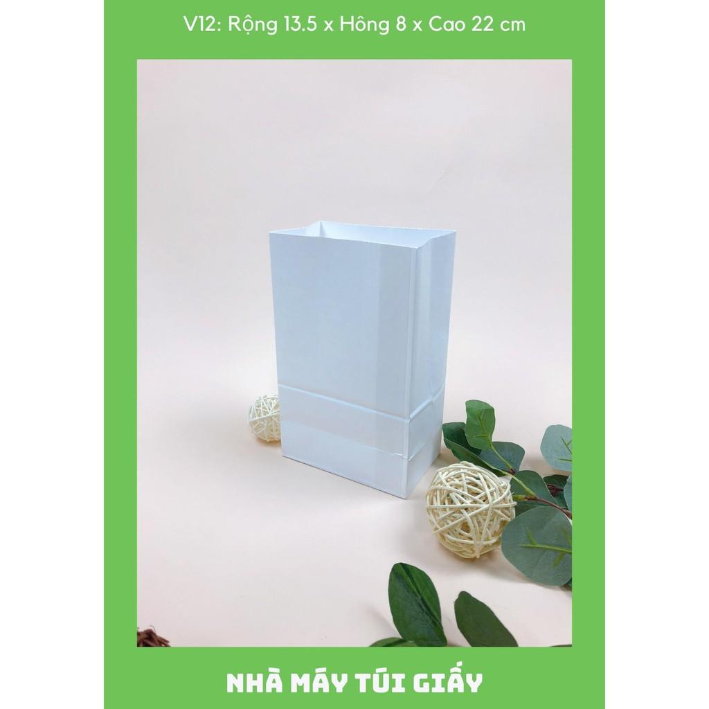 100 CHIẾC TÚI GIẤY KRAFT SIZE 12: 13.5x8x22 MÀU TRẮNG KHÔNG QUAI ( ẢNH THẬT)