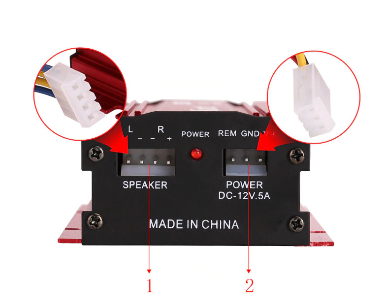 Bộ khuếch đại âm thanh mini 12V cho xe hơi Kinter MA-150 (đỏ)