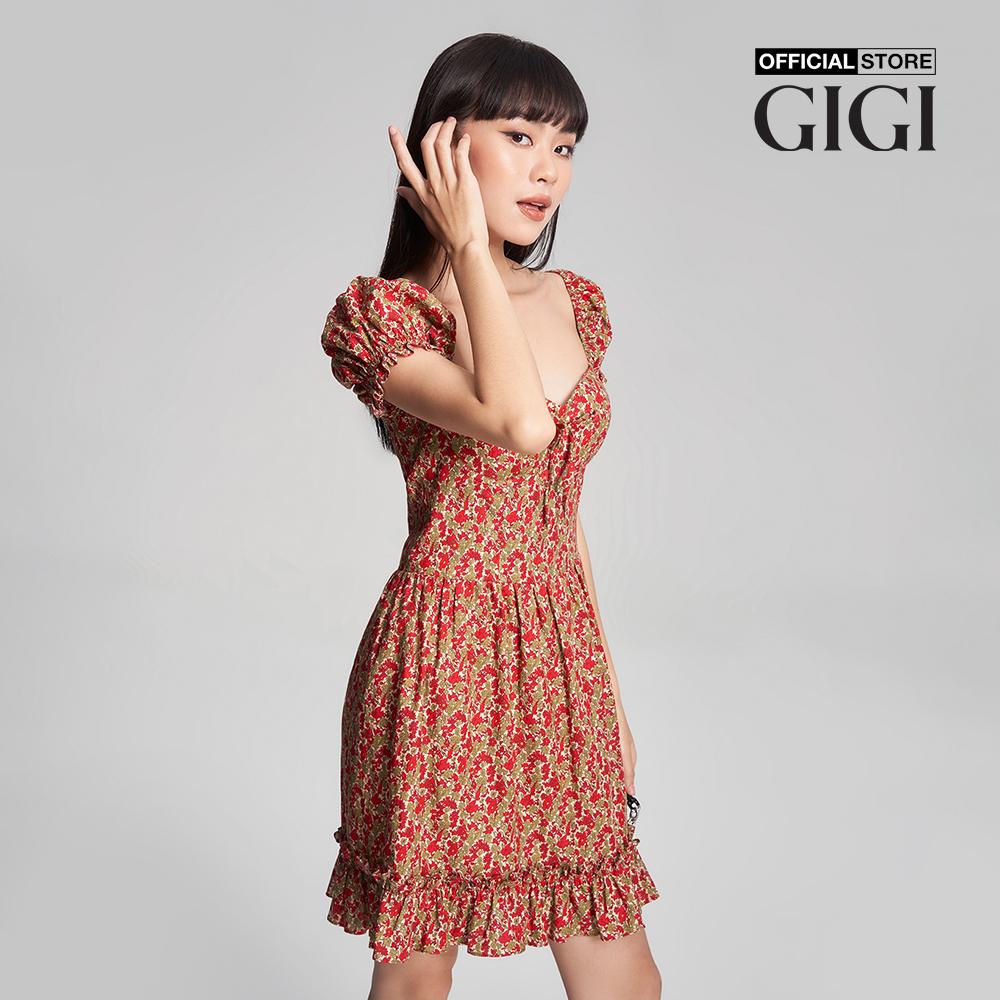 GIGI - Đầm xếp li mini tay ngắn in họa tiết hoa xinh xắn G2101D231116