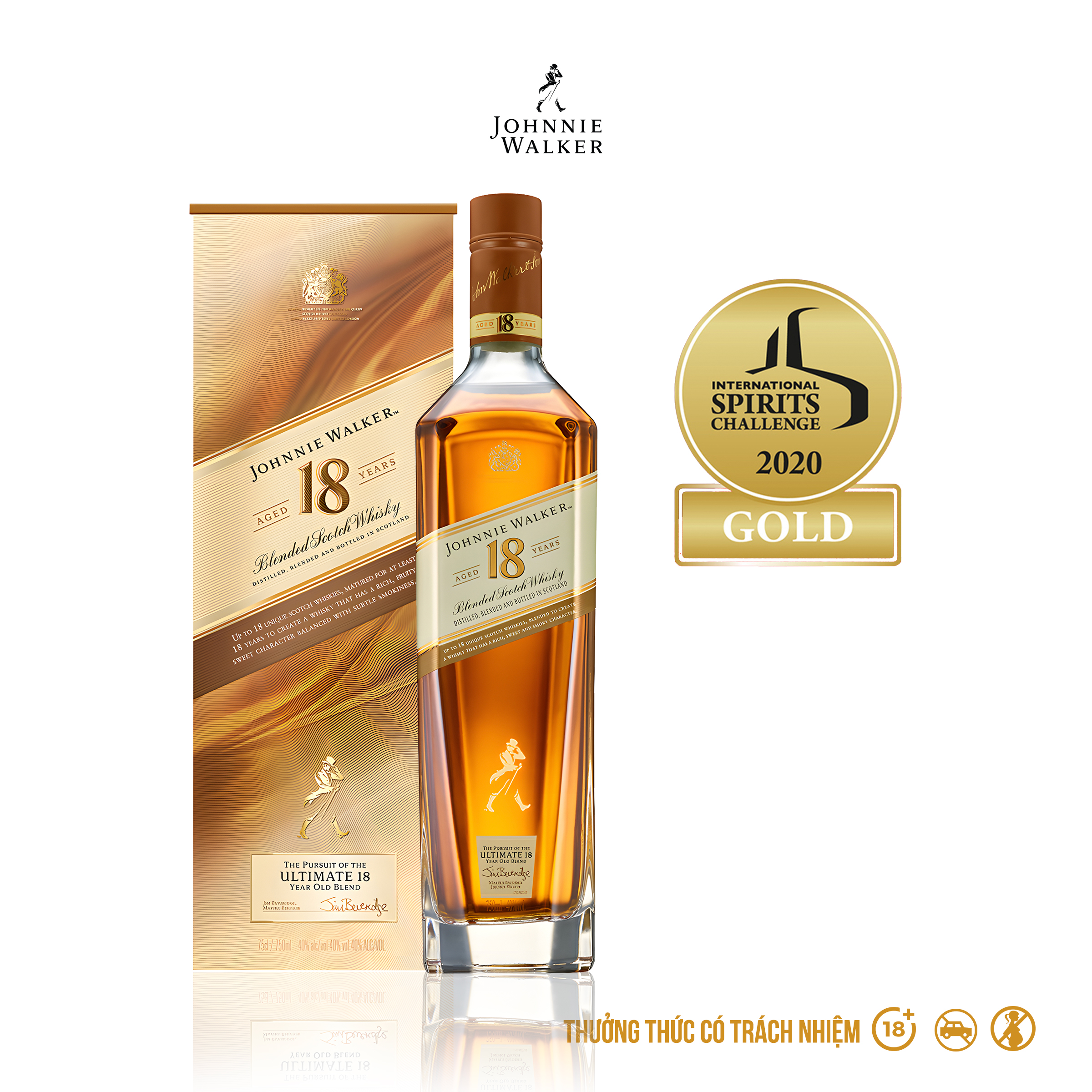 Rượu Johnnie Walker 18 Years Old Blended Scotch Whisky 750ml 40% [Kèm Hộp]