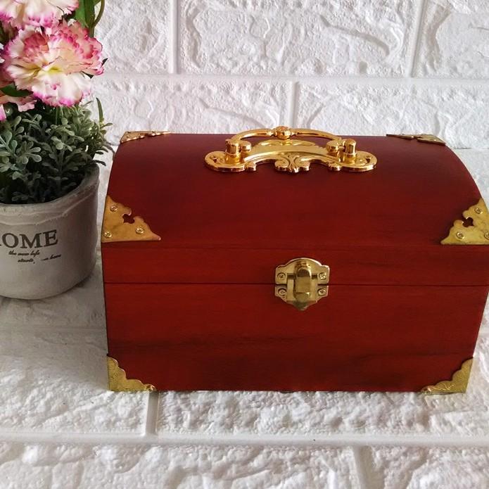 Hộp đựng trang sức,con dấu gỗ hương quý hiếm bọc đồng nắp vòm HBD02