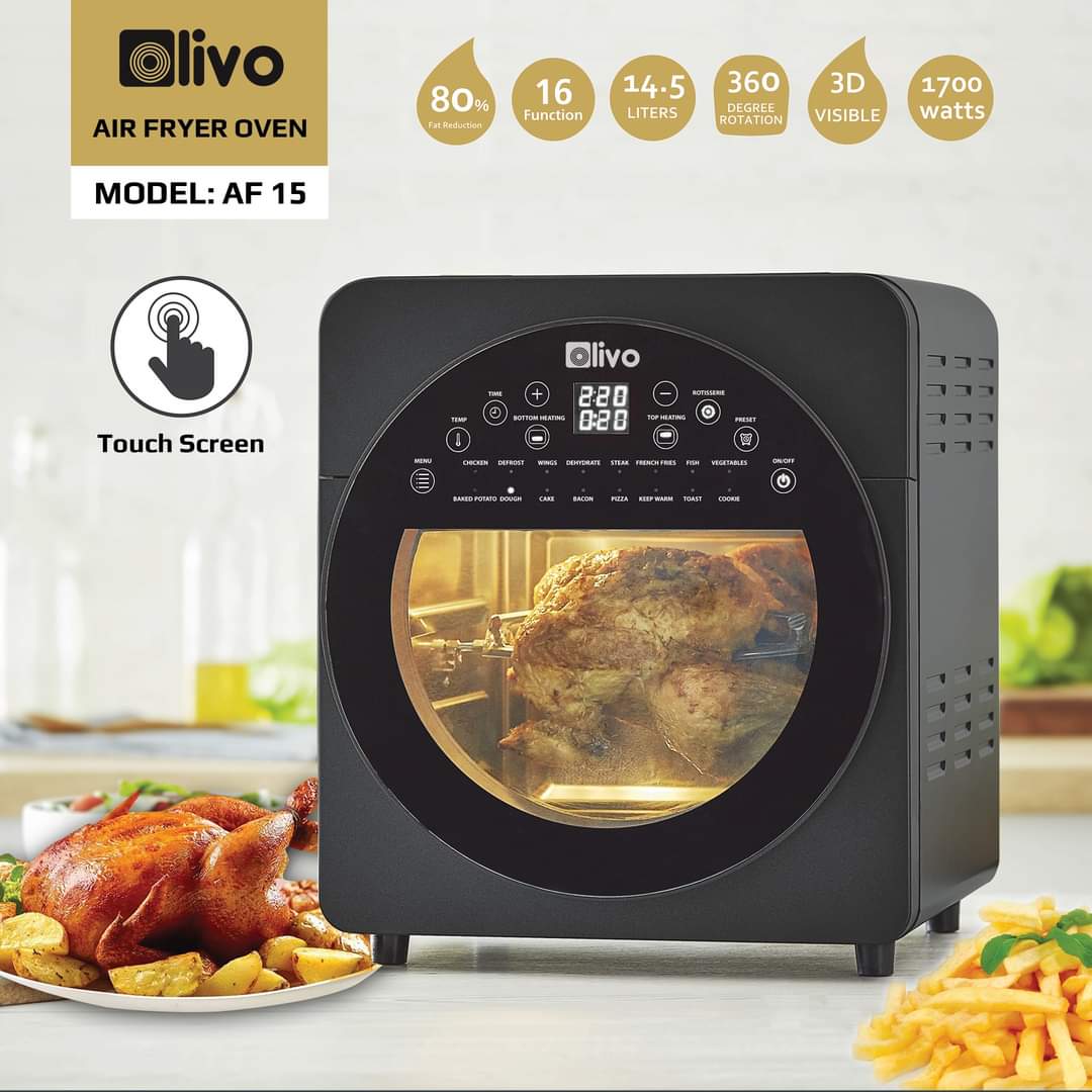 Nồi chiên không dầu OLIVO AF15 [HÀNG CHÍNH HÃNG] - Dung Tích 15 Lít - 16 Chức Năng