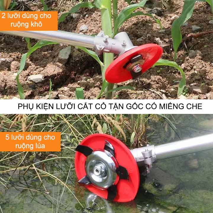 Phụ kiện lưỡi cắt cỏ tận gốc, làm cỏ ruộng vườn, loại 2 và 5 đầu, D14.5cm, dùng cho máy cắt cỏ chạy nhiên liệu