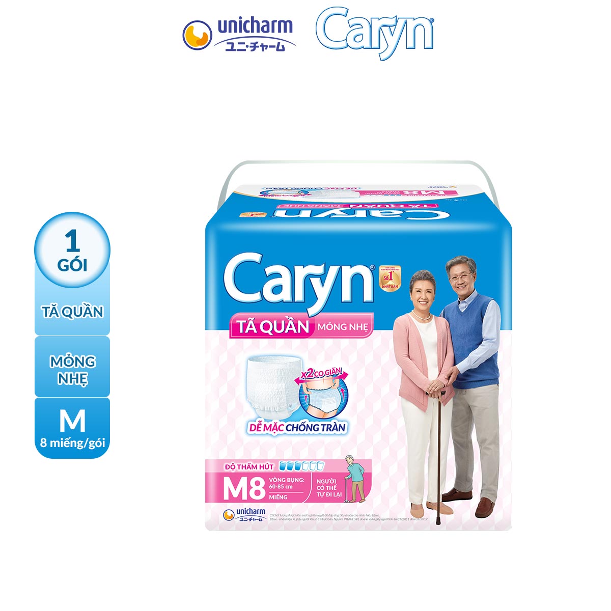 Tã Quần Người Lớn Caryn Mỏng Nhẹ M08 (8 miếng)