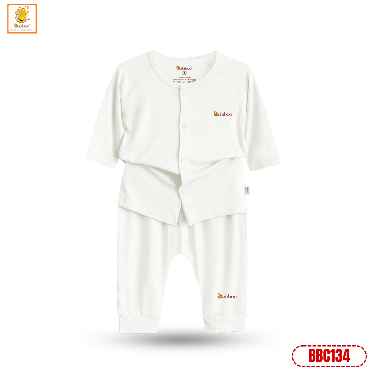 Quần áo sơ sinh Babiboo bộ sơ sinh tay dài vải viscose siêu mềm, mịn mát BBC134