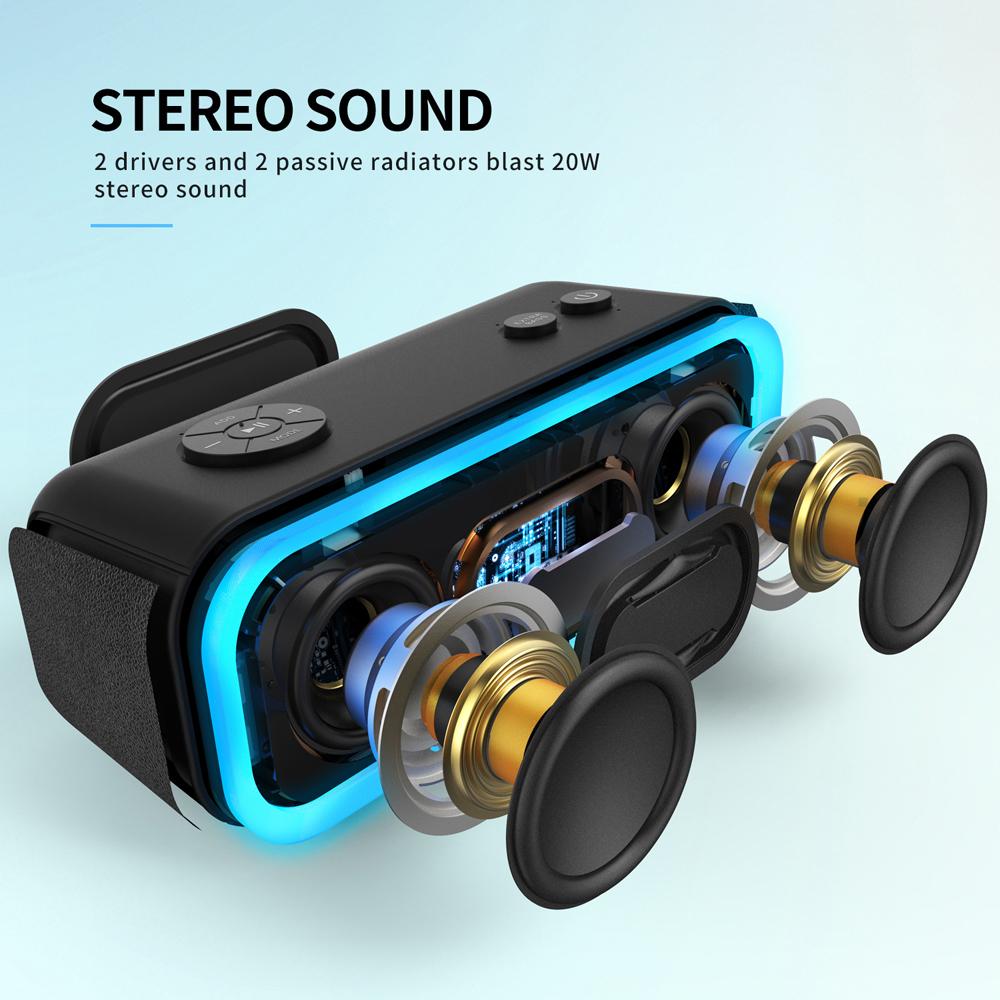 Doss tws không dây bluetooth loa âm thanh pro nâng cao bass âm thanh âm thanh âm thanh di động ipx5 loa âm nhạc không thấm nước Color: Gray