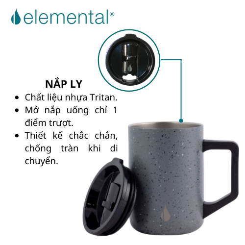 Cốc giữ nhiệt Elemental Summit 470ml màu xám đốm, giữ nhiệt vượt trội, an toàn sức khỏe