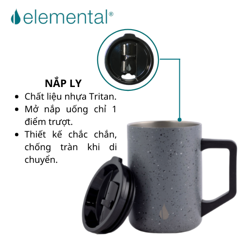 [Thương hiệu Mỹ_Hàng chính hãng] Cốc giữ nhiệt Elemental Summit 470ml màu xám đốm, giữ nhiệt vượt trội, an toàn sức khỏe