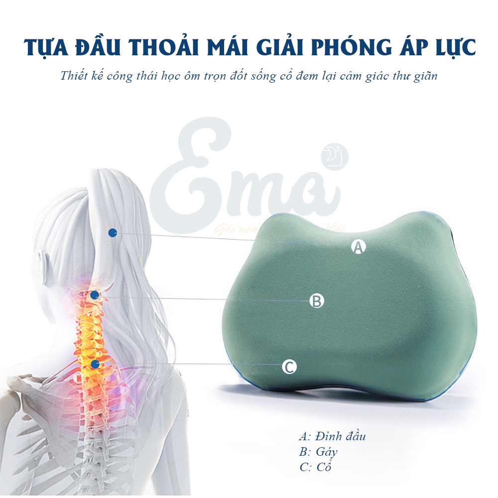 Bộ gối tựa đầu và đệm kê lưng văn phòng EMA - Ruột cao su non - Vỏ cotton siêu thoáng - SP14- SP15