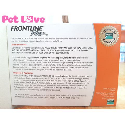 1 tuýp Frontline Plus nhỏ gáy trị ve, rận, bọ chét (chó dưới 10kg)