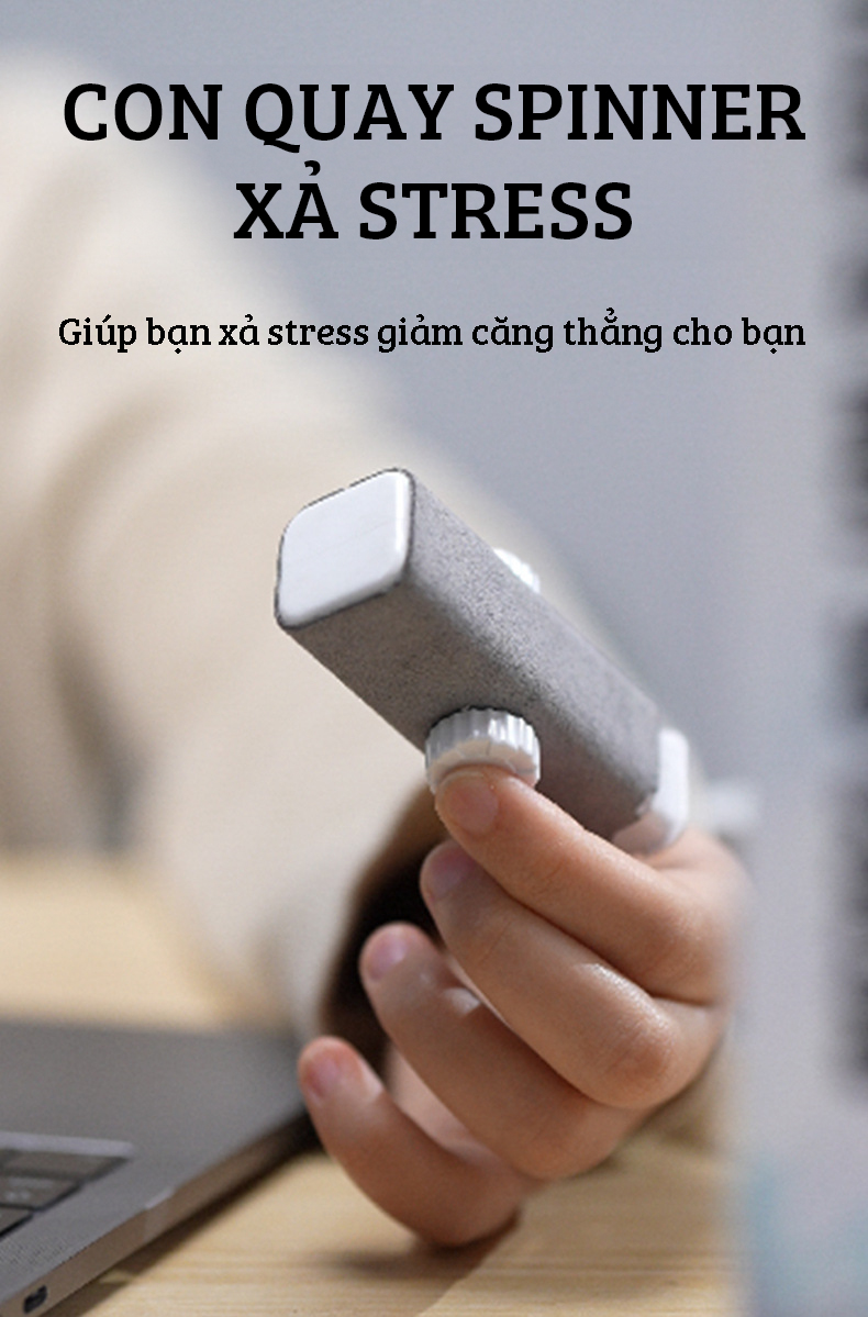 Bộ dụng cụ vệ sinh màn hình điện thoại, mắt kính đeo mắt, cho macbook, laptop hiệu HOTCASE Q5Y tích hợp Spinner xã stress - thiết kế nhỏ gọn, bỏ túi quần - hàng nhập khẩu