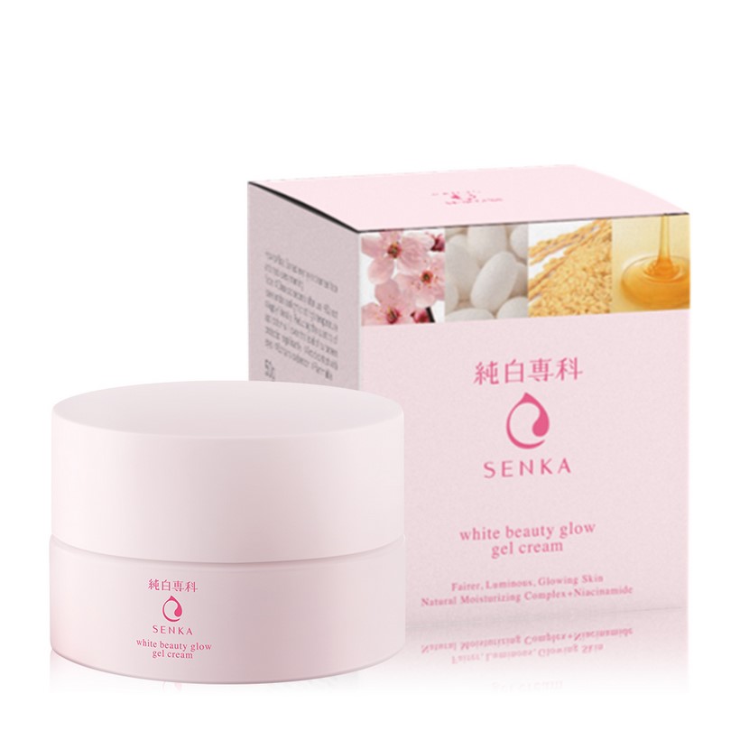 Bộ chăm sóc da Senka (White Beauty Glow Gel Cream 50g + Aqua White Mask Extra White 25ml) tặng Perfect White Clay 50g