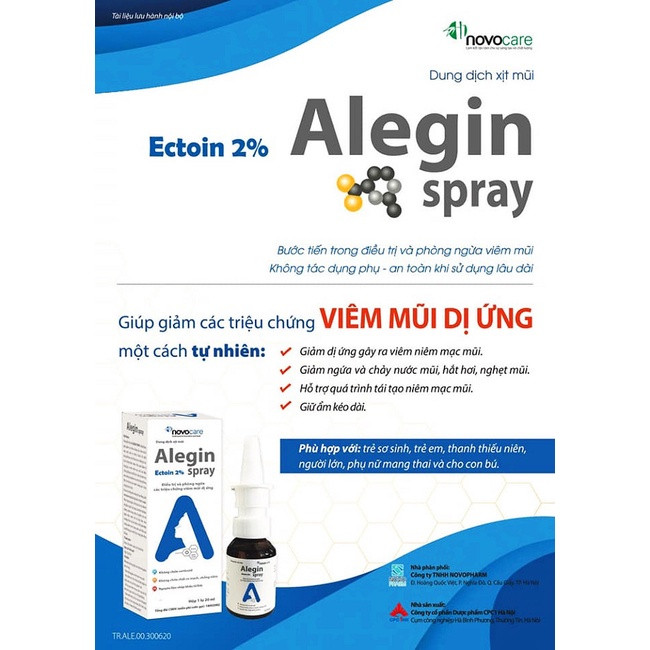 Xịt Viêm Mũi Dị Ứng - Alegin 20ml- Giúp Phòng Và Hỗ Trợ Điều Trị Viêm Mũi Dị Ứng, An Toàn Khi Sử Dụng Lâu Dài, Không Chứa Thuốc Co Mạch Và Chống Viêm Corticoid