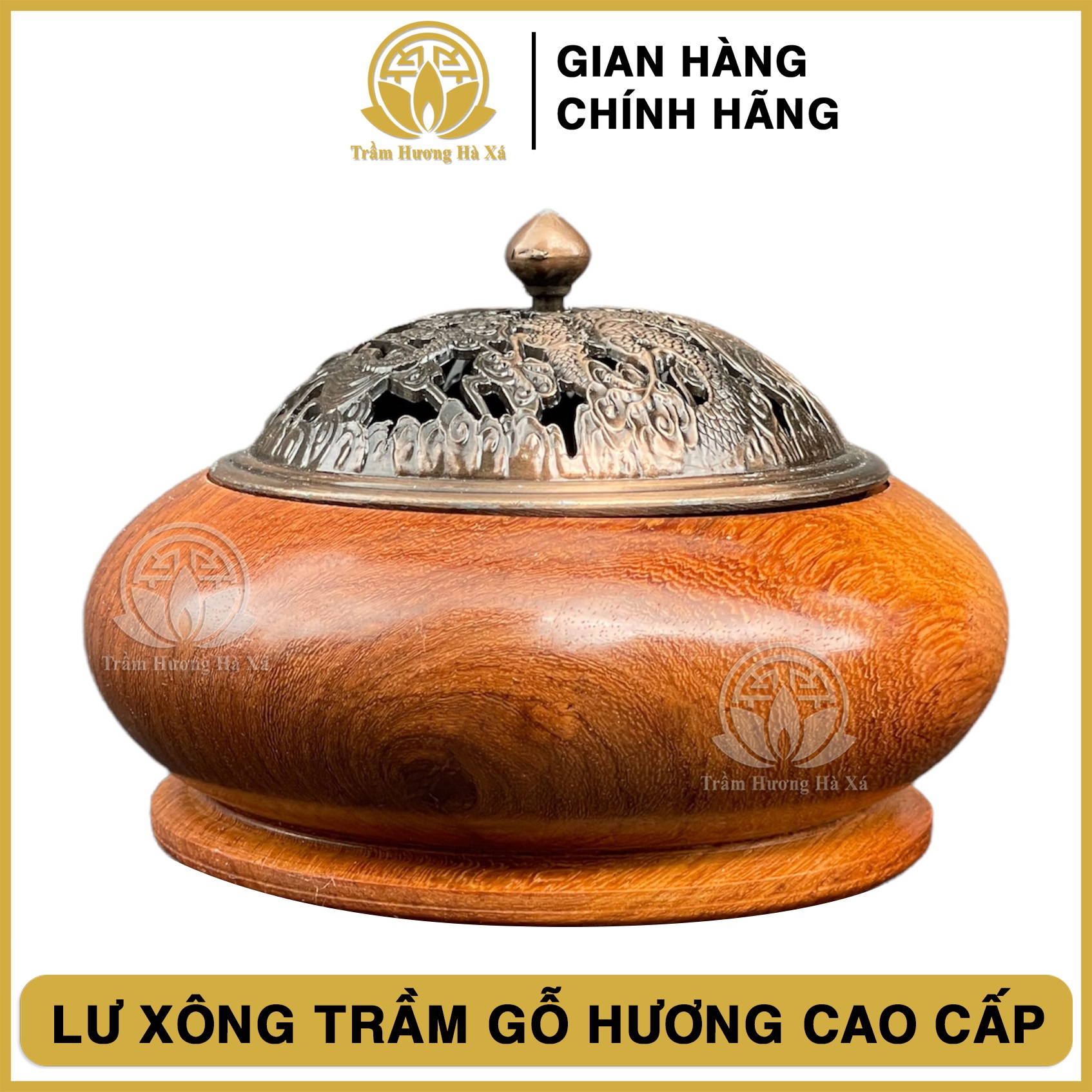 Lư xông trầm gỗ hương nguyên khối cao cấp HÀ XÁ