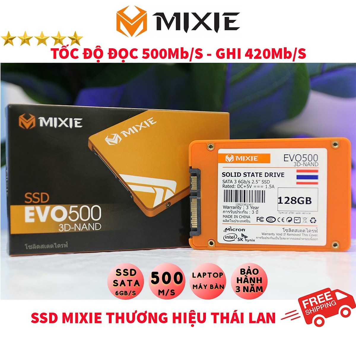 Ổ Cứng SSD 128GB MIXIE EVO500 SATA 3 - 2.5INCH - New 100% - Hàng Chính Hãng